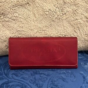 Prada red cloth wallet